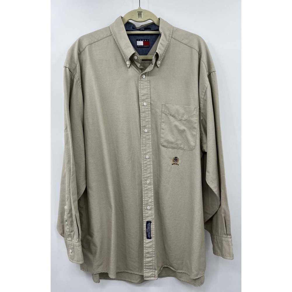 Vintage Tommy Hilfiger Shirt Button Down Crest Oxford Twill 17 1/2 34/35